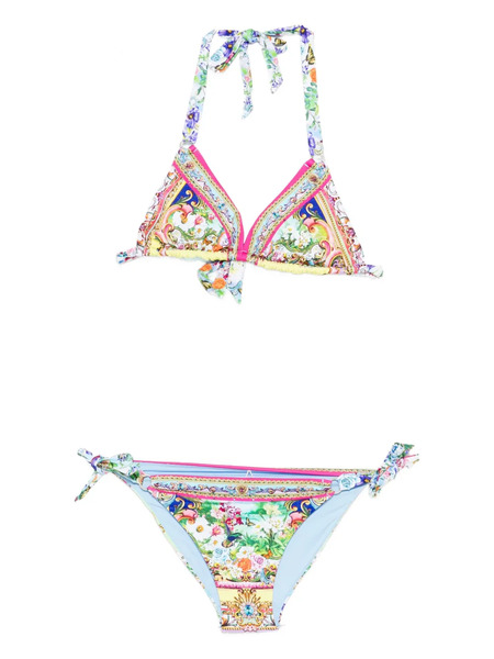  Camilla Floral-print Halter Bikini - Blue 
