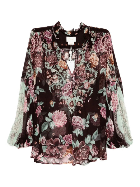  Camilla Frill Collared Blouse - Brown 