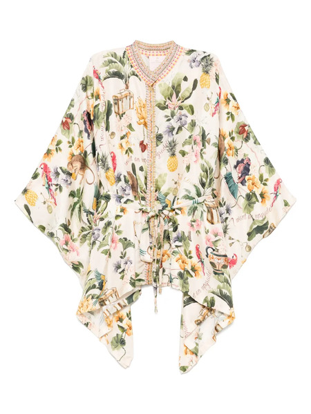  Camilla Graphic-print Silk Shirt - Neutrals 