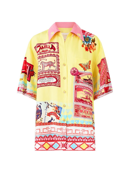  Camilla Pocket Collage Oversized Shirt - Yellow 