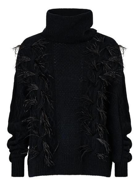  Camilla Roll-neck Feather Sweater - Black 