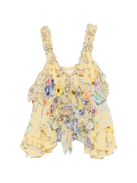  Camilla Ruffled Floral Top - Yellow 