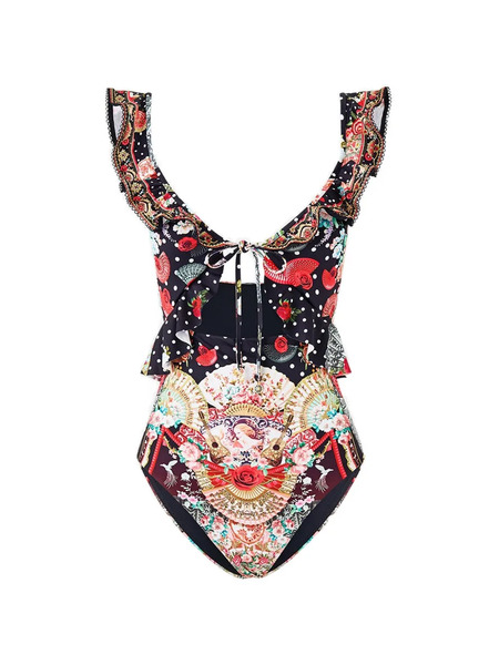  Camilla Ruffled-strap Bodysuit - Black 
