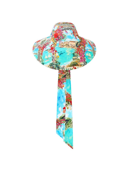  Camilla Wide Brim Tie Hat - Blue 