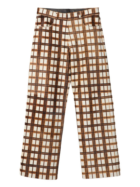  Camperlab Checked Leather Straight-leg Trousers - Brown 