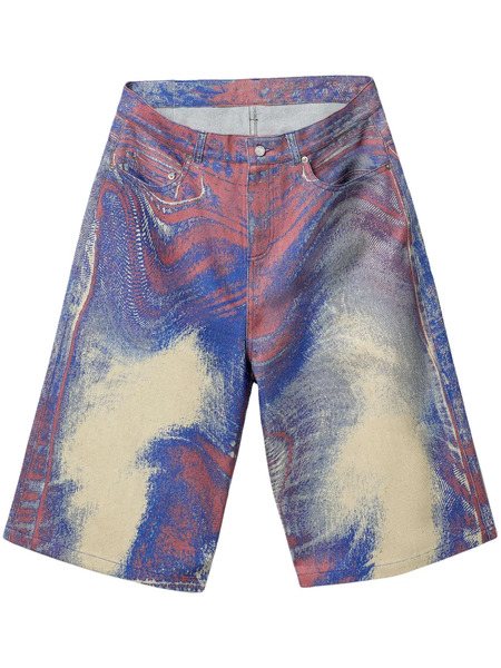  Camperlab Swirl-print Denim Shorts - Purple 