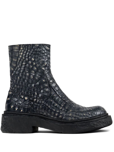 Camperlab Vámonos Crocodile-effect Ankle Boots - Grey 