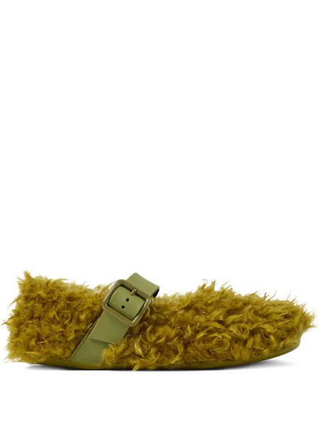  Camperlab Wabi Furry Buckle Flat Pumps - Green 