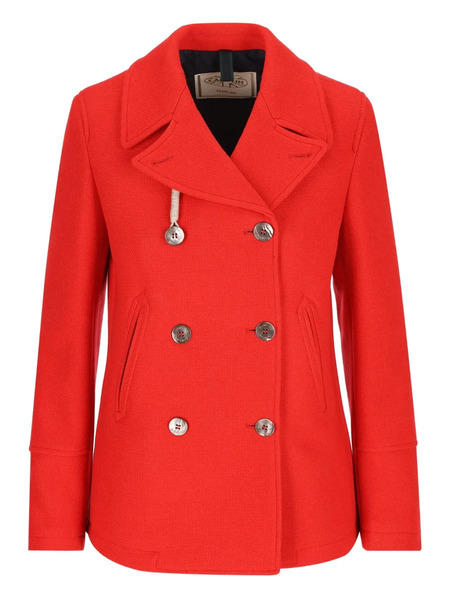  Camplin Double-breasted Buttoned Coat - Red 