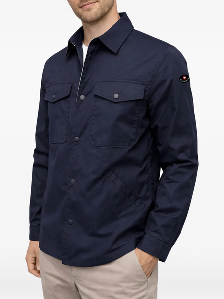  Canadiens Patch-pockets Button-down Shirt Jacket - Blue 