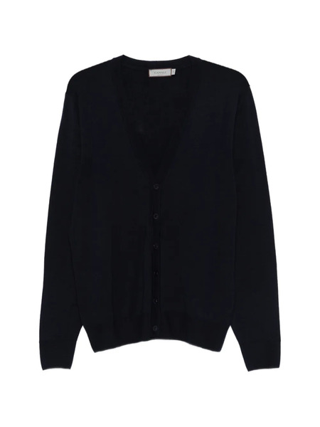  Canali Button V-neck Cardigan - Blue 