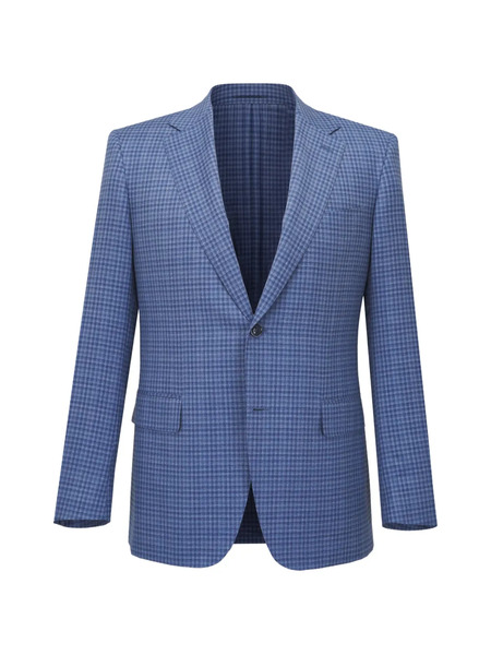  Canali Checkered Button Jacket - Blue 