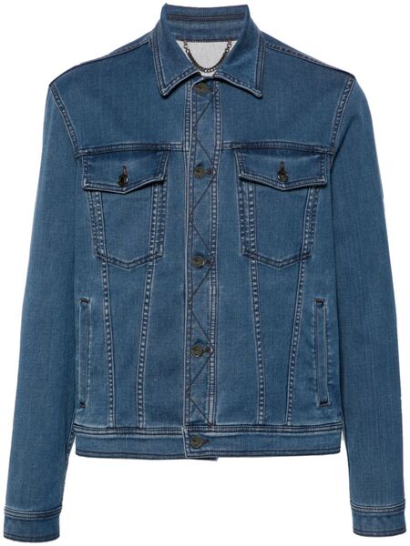  Canali Classic-collar Denim Jacket - Blue 