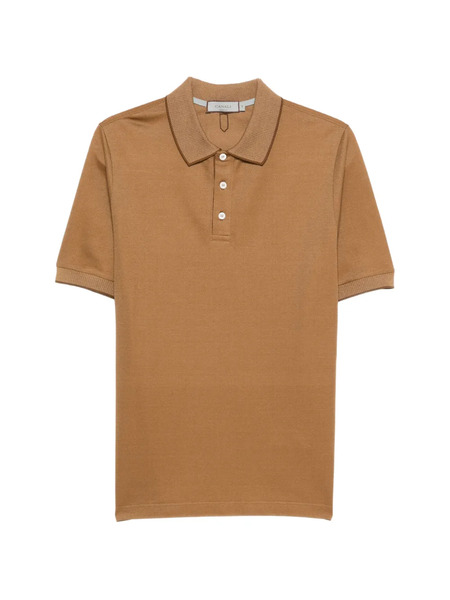  Canali Collar Trim Polo Shirt - Neutrals 