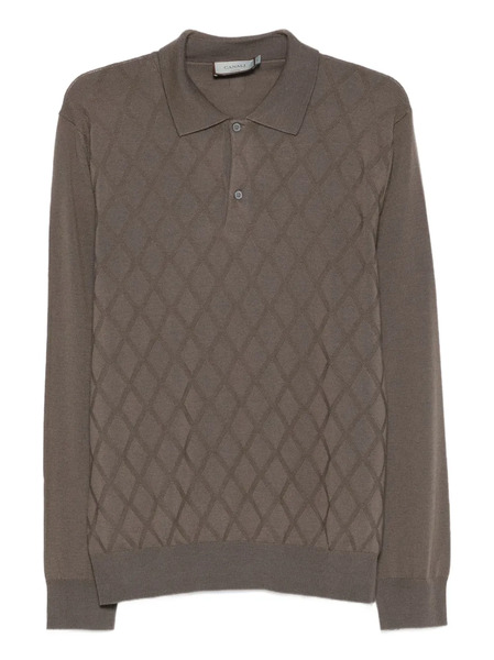  Canali Diamond-pattern Polo Shirt - Brown 