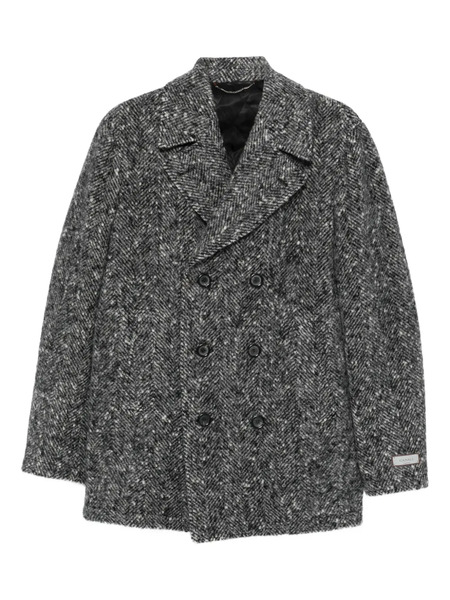  Canali Double-breasted Herringbone Coat - Grey 