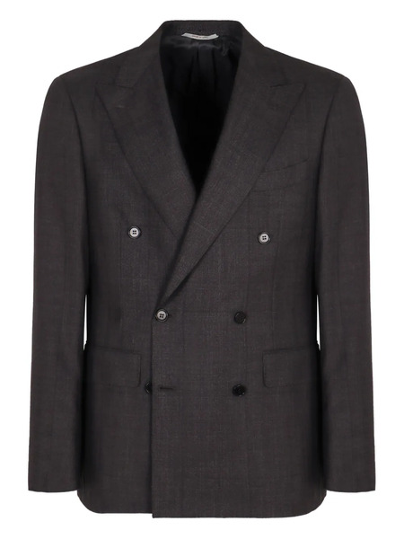  Canali Double-breasted Wool Suit - Brown 