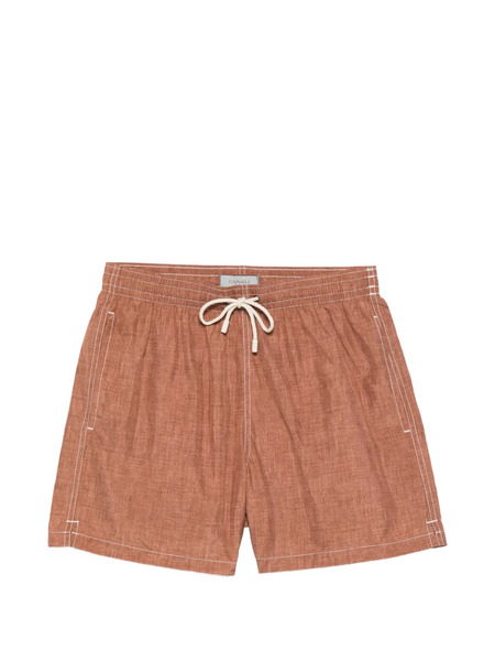  Canali Drawstring Stitch Swim Shorts - Brown 