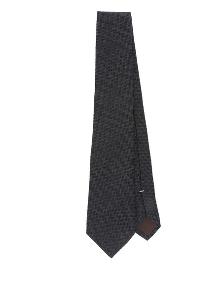  Canali Geometric-pattern Silk-cashmere Tie - Blue 