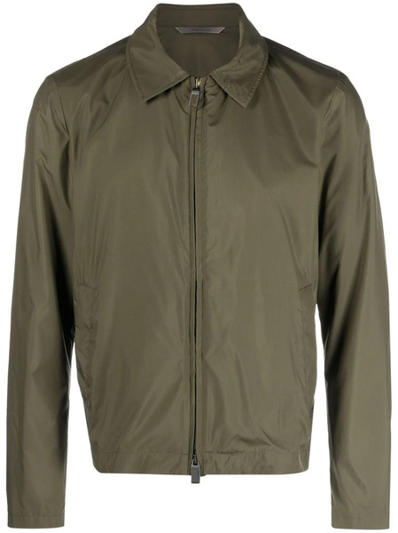  Canali Goatskin Zip-up Shirt Jacket - Green 