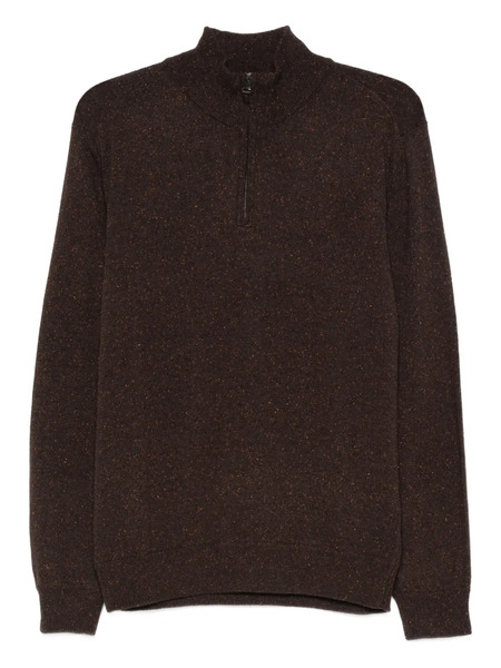  Canali Half-zip Speckled Wool Sweater - Brown 