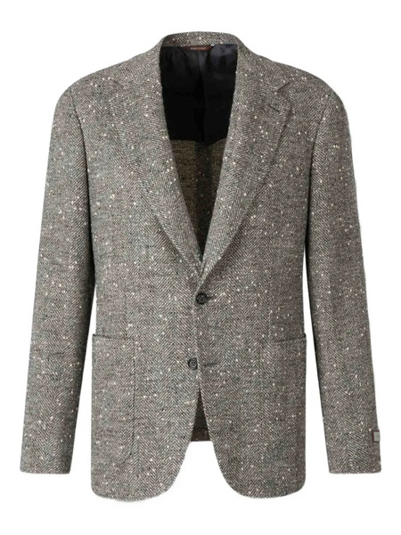  Canali Herringbone Speckled Single-breasted Blazer - Neutrals 