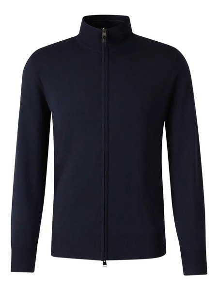  Canali High-neck Zip-front Cardigan - Blue 