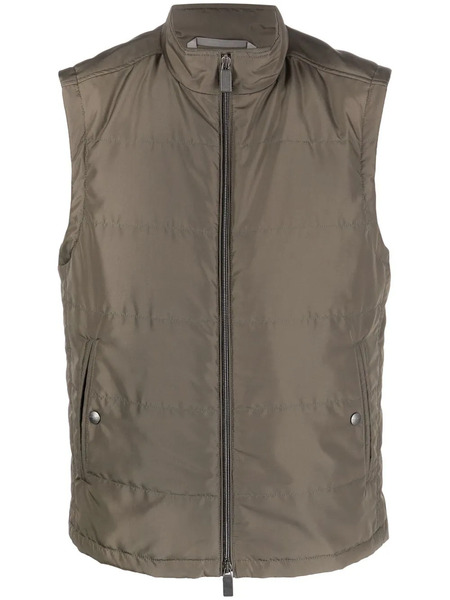  Canali High-neck Zip-up Gilet - Green 