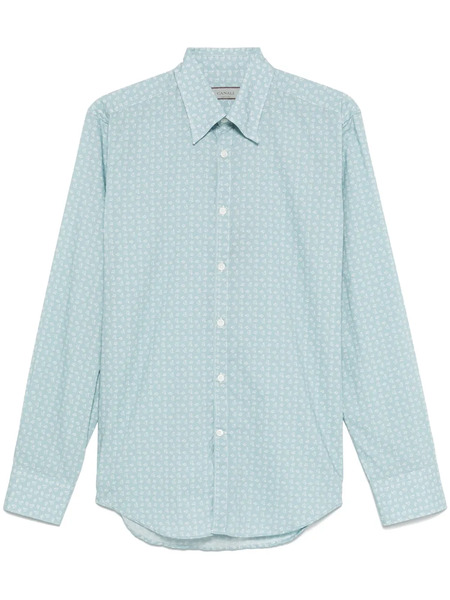  Canali Leaf-print Shirt - Blue 