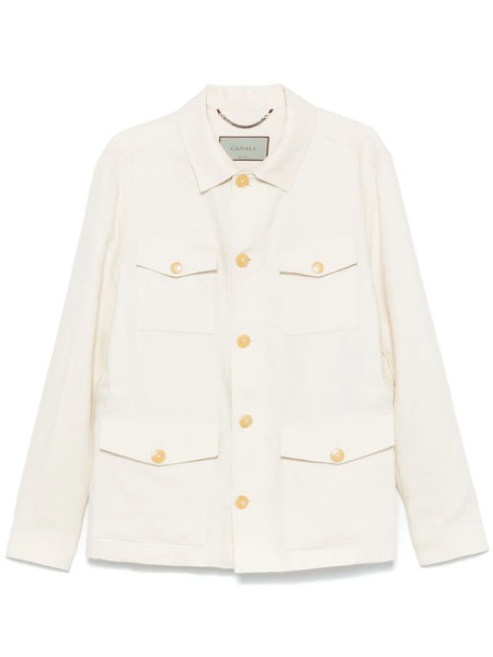  Canali Linen Shirt Jacket - Neutrals 