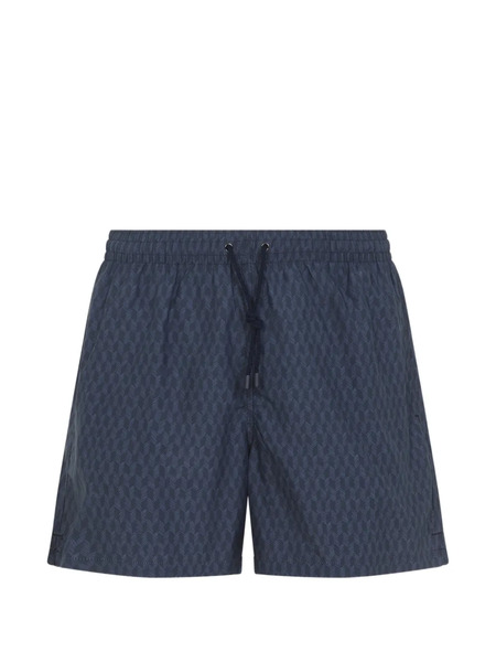 Canali Patterned Drawstring Swim Shorts - Blue 