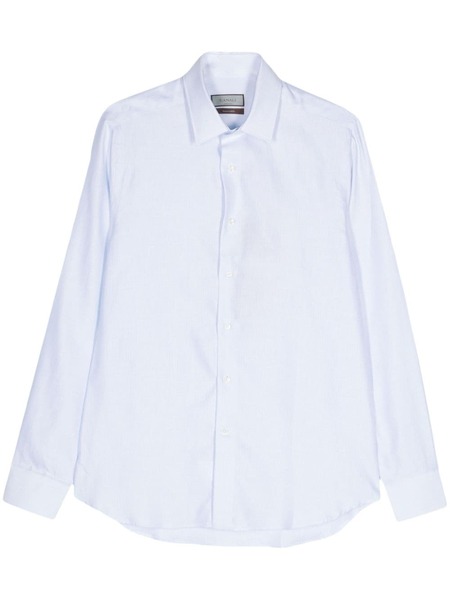  Canali Patterned-jacquard Shirt - Blue 
