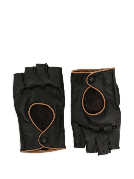  Canali Perforated Leather Gloves - Brown 