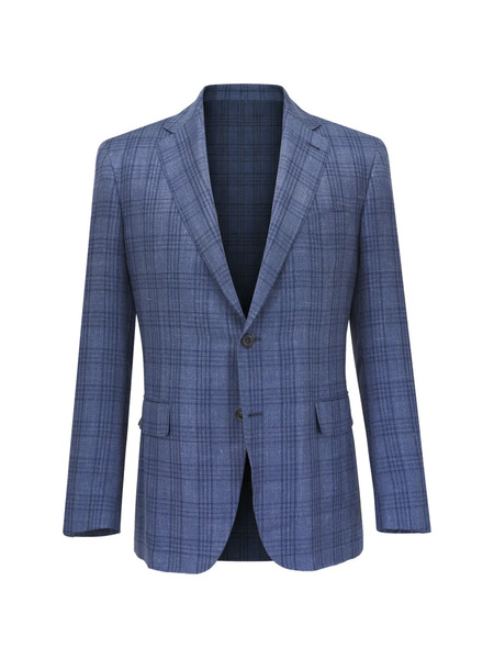  Canali Plaid Notched Lapel Blazer - Blue 