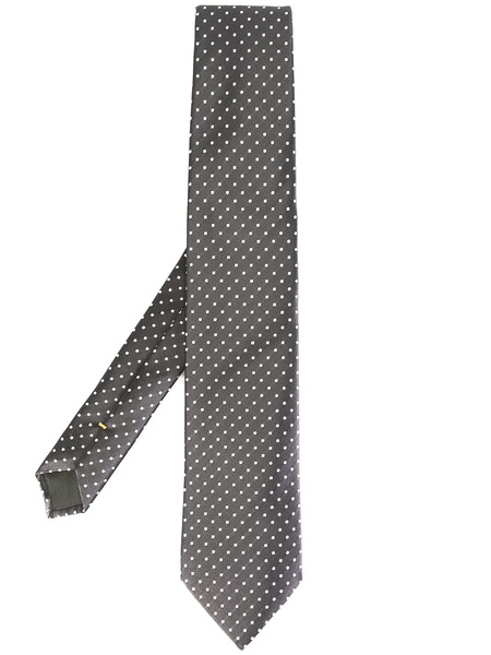  Canali Polka-dot Print Silk Tie - Grey 