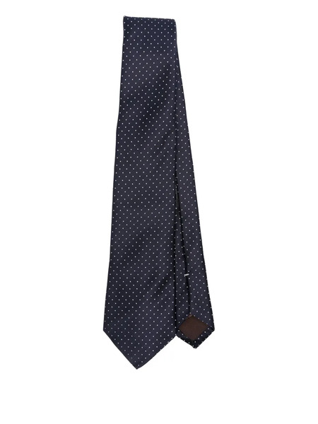  Canali Polka-dot Silk Tie - Blue 