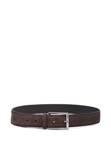  Canali Rectangular-buckle Suede Belt - Brown 