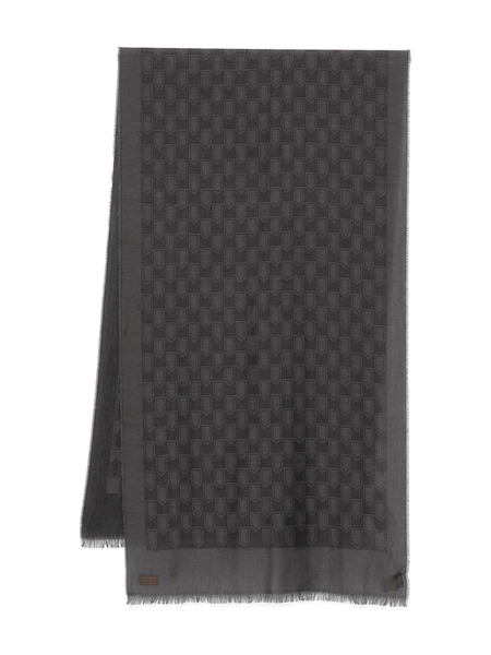  Canali Shield-pattern Fringed Scarf - Grey 