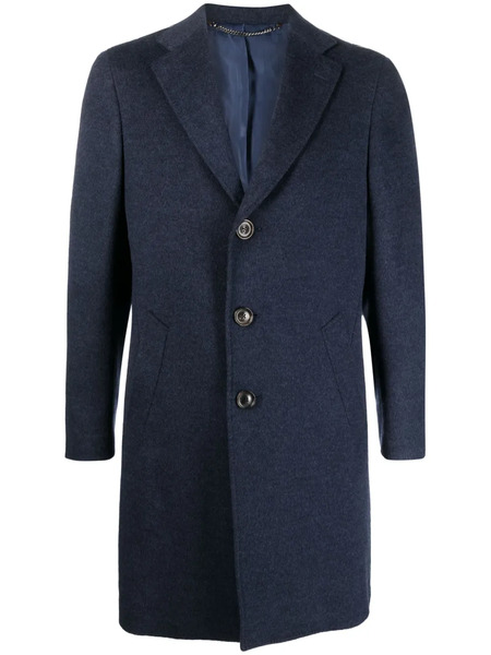  Canali Single-breasted Wool-blend Peacoat - Blue 