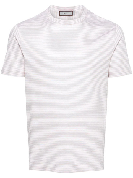  Canali Striped Crew-neck T-shirt - Neutrals 