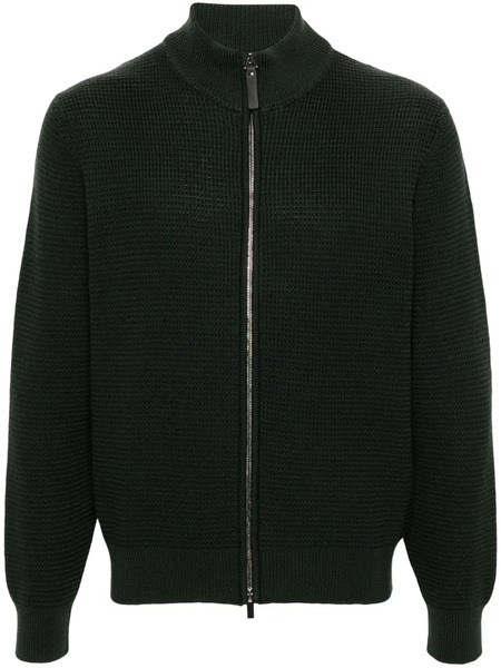  Canali Waffle-knit Wool Cardigan - Green 
