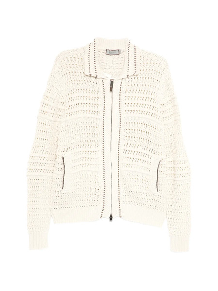  Canali Zip Knitted Cardigan - Neutrals 