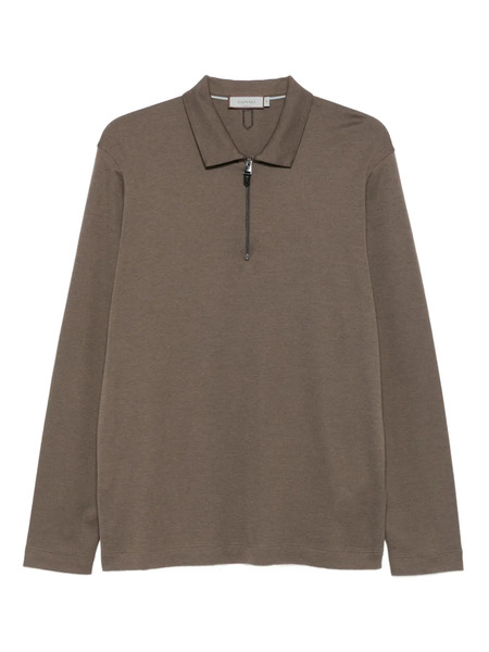  Canali Zip-neck Long-sleeve Sweater - Brown 
