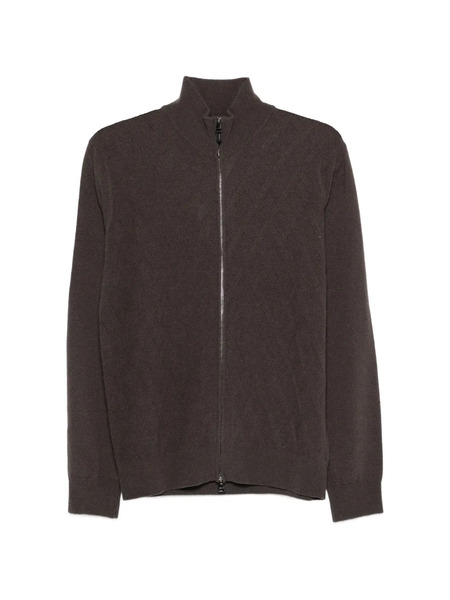  Canali Zip-up Cardigan - Brown 