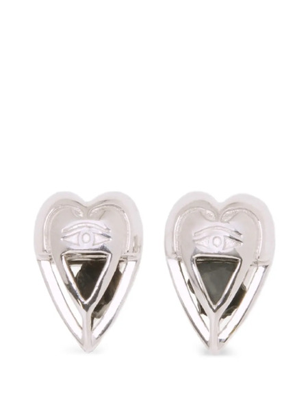  Capsule Eleven Heart-shape Onyx Stud Earrings - Silver 