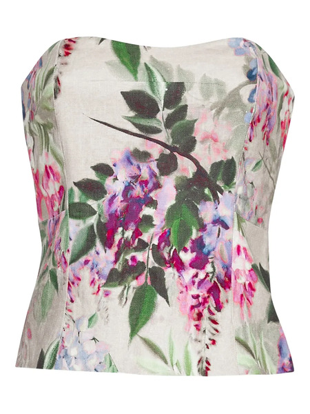 Cara Cara Agnes Floral-print Strapless Top - Neutrals 