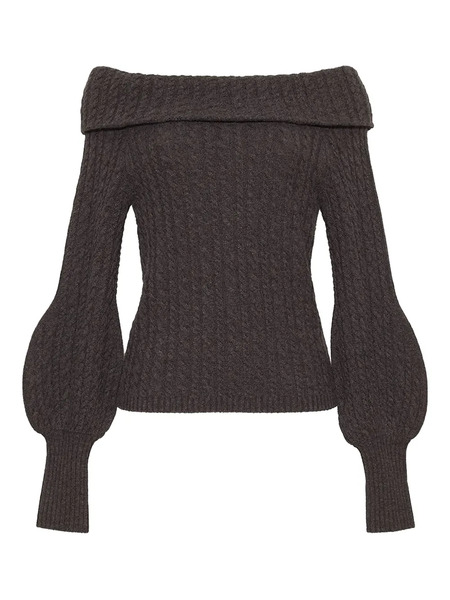 Cara Cara Cable-knit Off-the-shoulder Sweater - Grey 