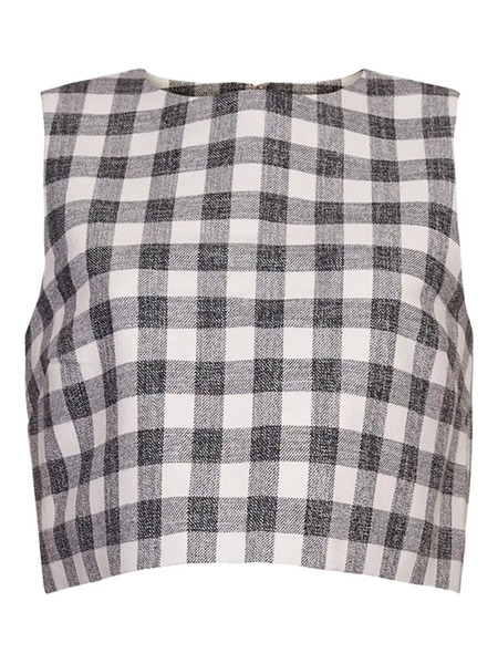  Cara Cara Check-pattern Sleeveless Top - Black 