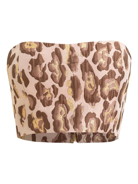  Cara Cara Elsa Animal-pattern Crop Top - Pink 