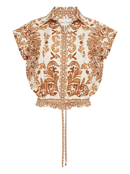  Cara Cara Octavia Printed Drawstring Top - Neutrals 